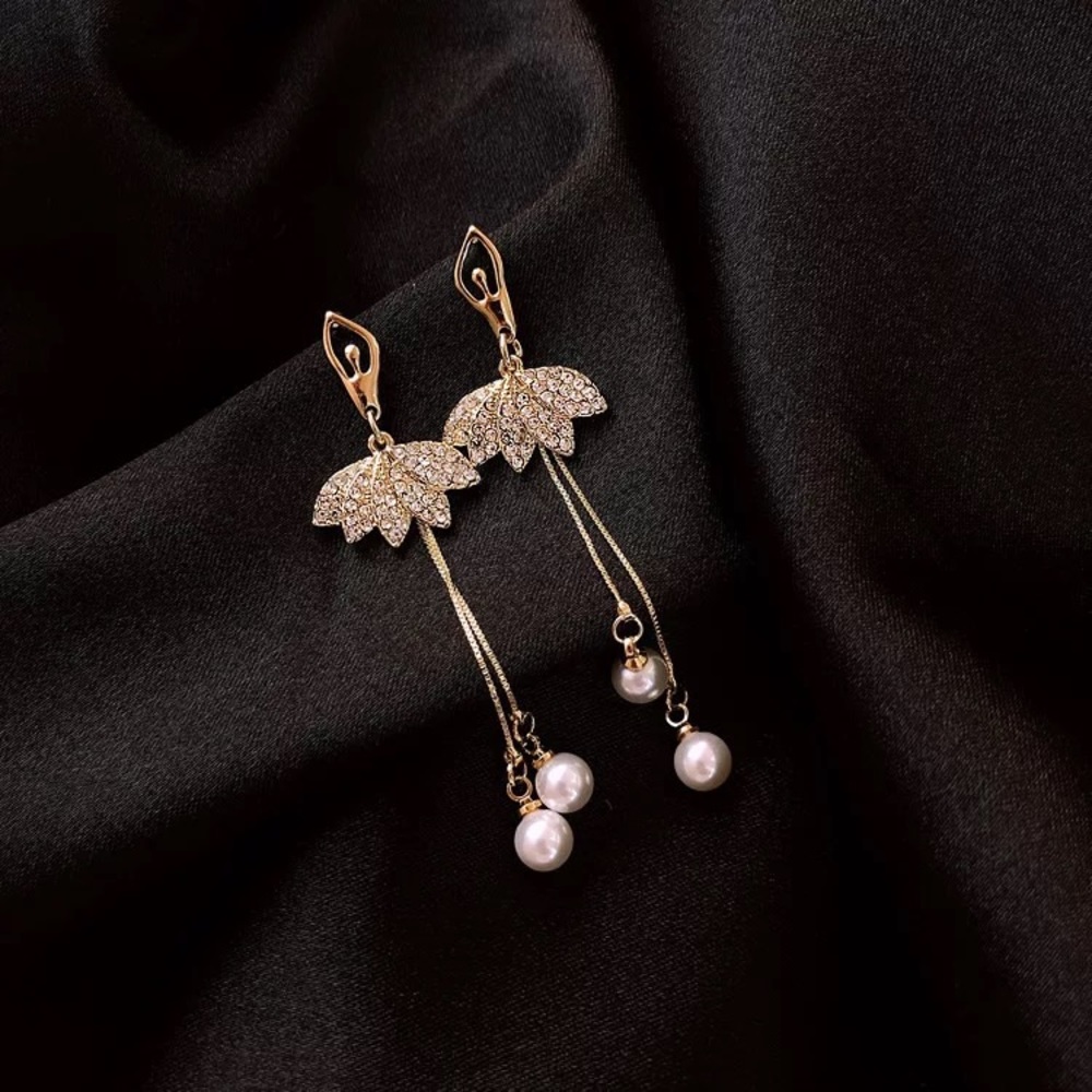 Ballet Dancer Pearl Drop Tassels Stud Earrings